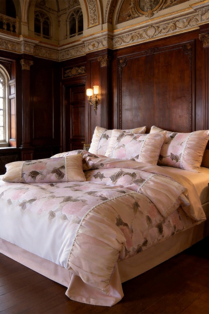 The 'Château Lumière' Floral Ruffled Bedding Set