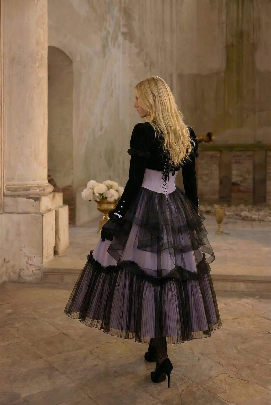 PURPLE LOLITA DRESS WITH CAPLE - CLASSIC LOLITA GOTHIC BALL GOWN - PLUS SIZE
