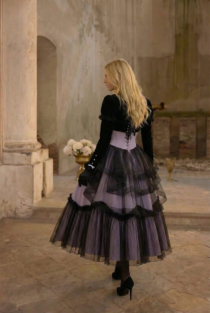 PURPLE LOLITA DRESS WITH CAPLE - CLASSIC LOLITA GOTHIC BALL GOWN - PLUS SIZE
