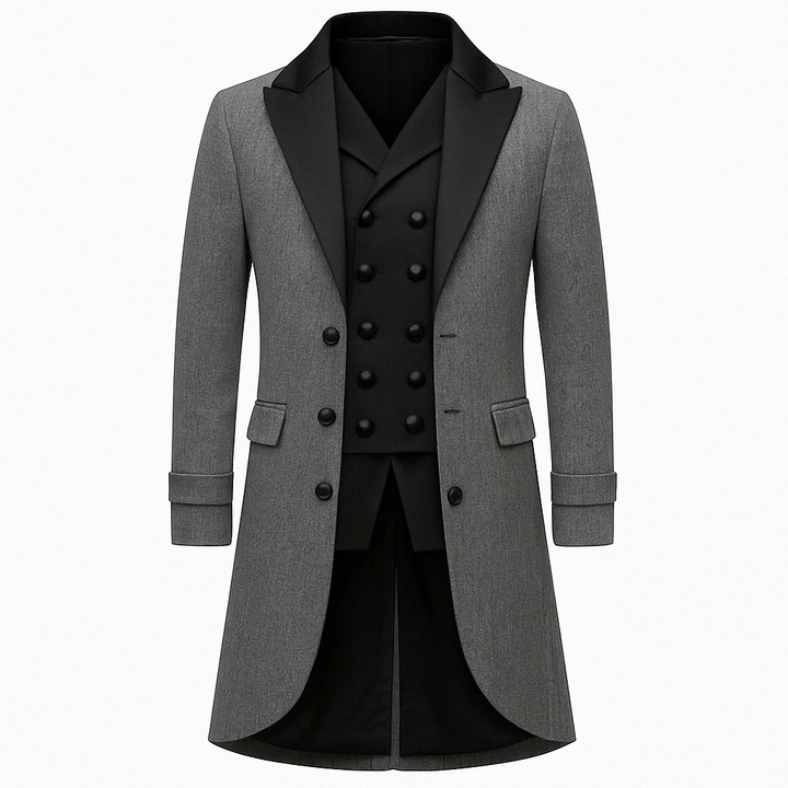 Vintage Inspired Black Tailcoat -  Tweed Blazer for Men in Plus Sizes