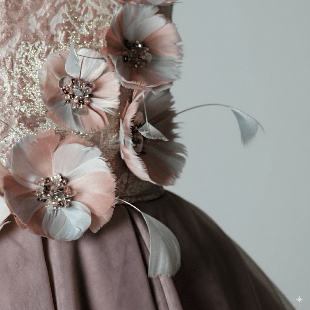Dusty Mauve Pink Tulle Flower Girl Dress with 3D Floral Embroidery – Elegant Flower Girl Gown Plus Size - WonderlandByLilian