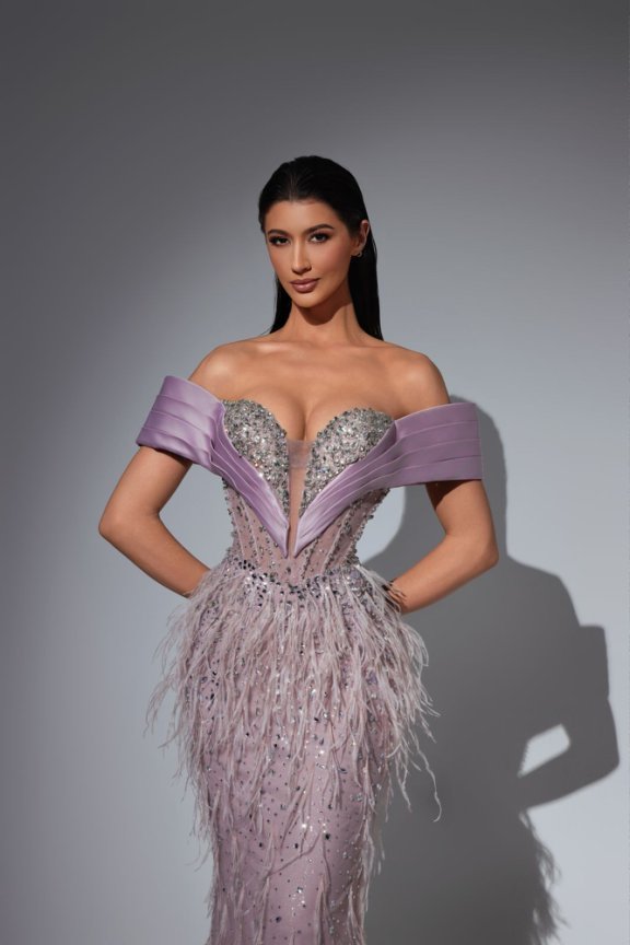 Dusty Pink Sequin Prom Dress Long with Feather Details – White Sequin Dress - Glitter Maxi Dress Plus Size - WonderlandByLilian
