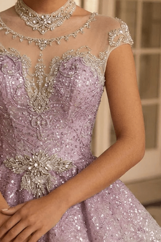 pink short sparkly dress Dusty Rose Pink Short Glitter Dress with Illusion Neckline – Sparkly Sequin Evening Dress with Corset Back Plus Size