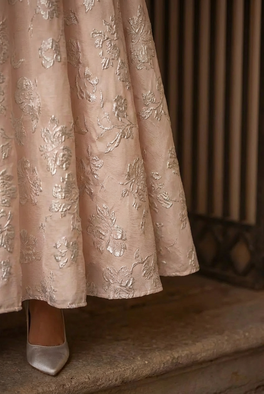 rose gold empire waist dress Luxury Empire Waist Gold Ball Gown Regency Era dress With Lace Rose Embroidery
