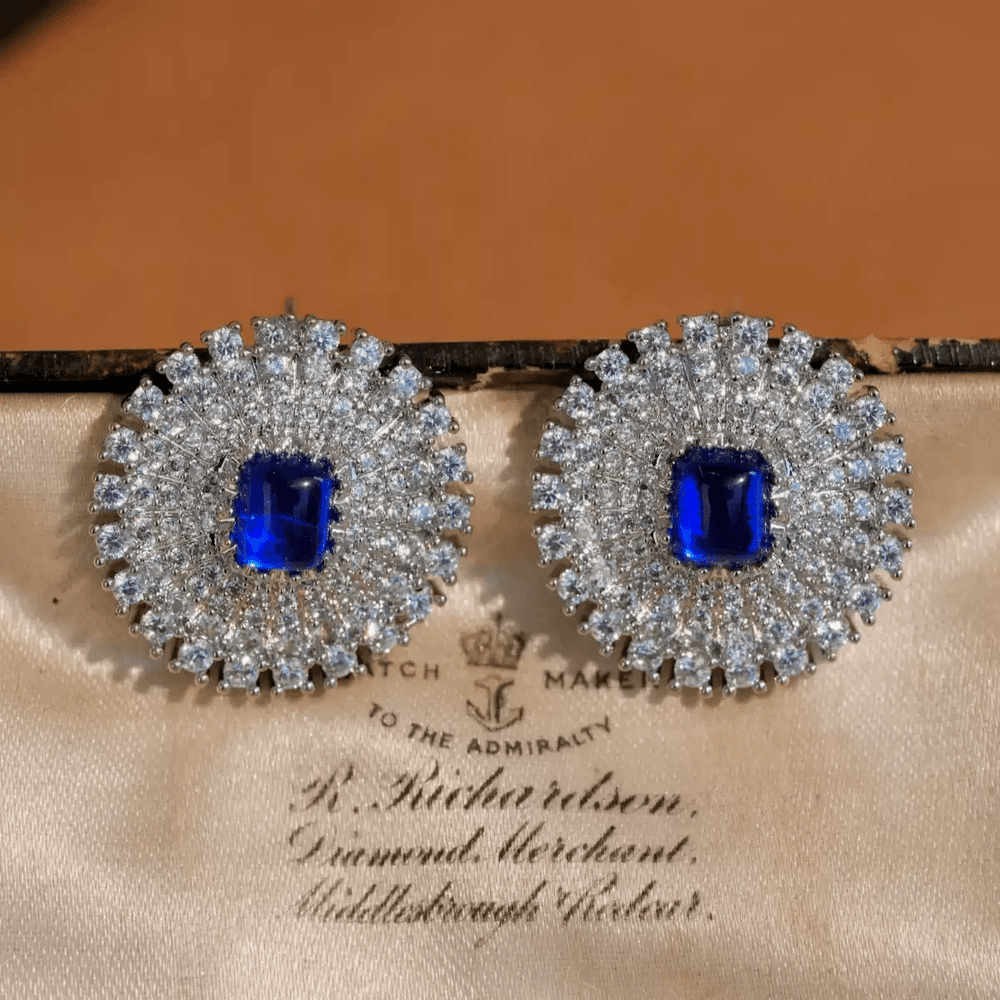 Echoes of Diana – Royal Blue Vintage Earrings - Diana's Sapphire - WonderlandByLilian