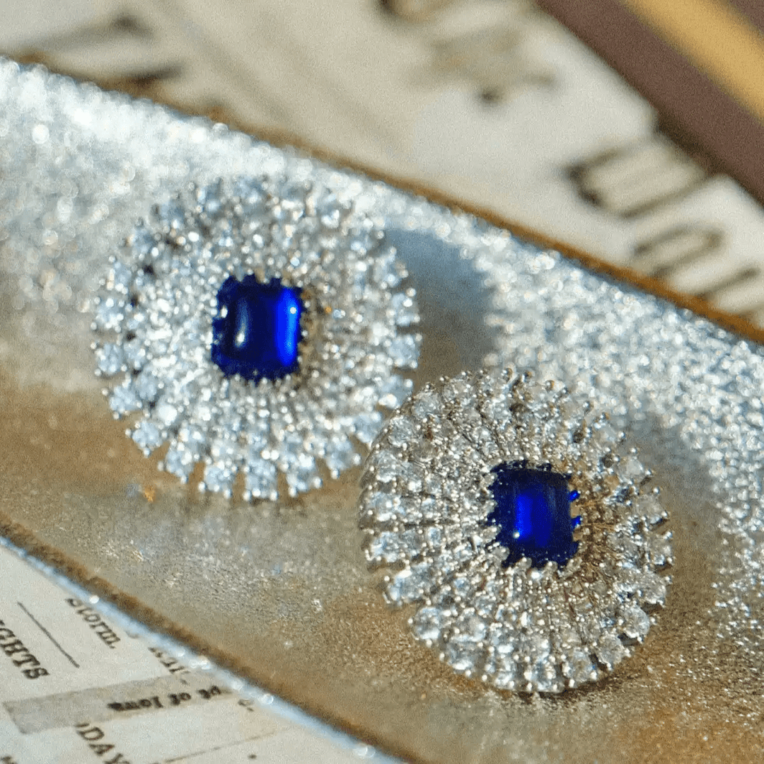 Echoes of Diana – Royal Blue Vintage Earrings - Diana's Sapphire - WonderlandByLilian