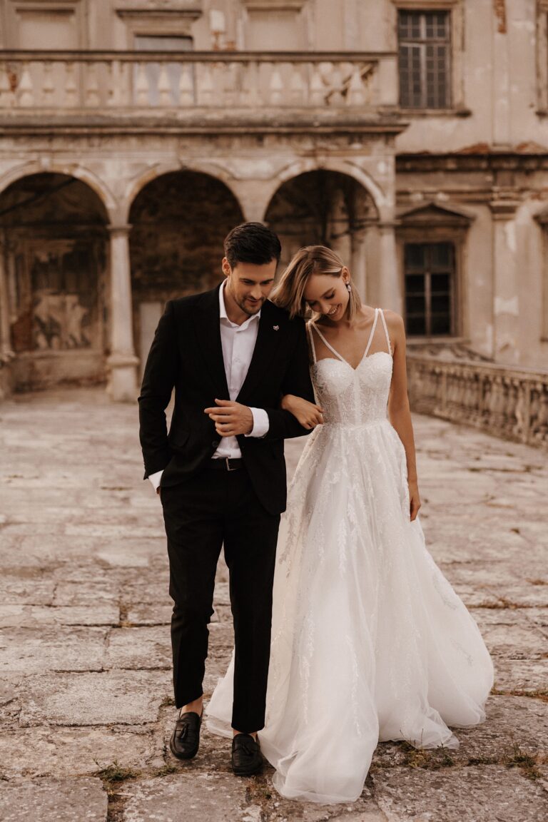 Elegant A-Line Wedding Dress with Heart-Shaped Corset and Sequin Details Plus Size - BRIDGET - WonderlandByLilian