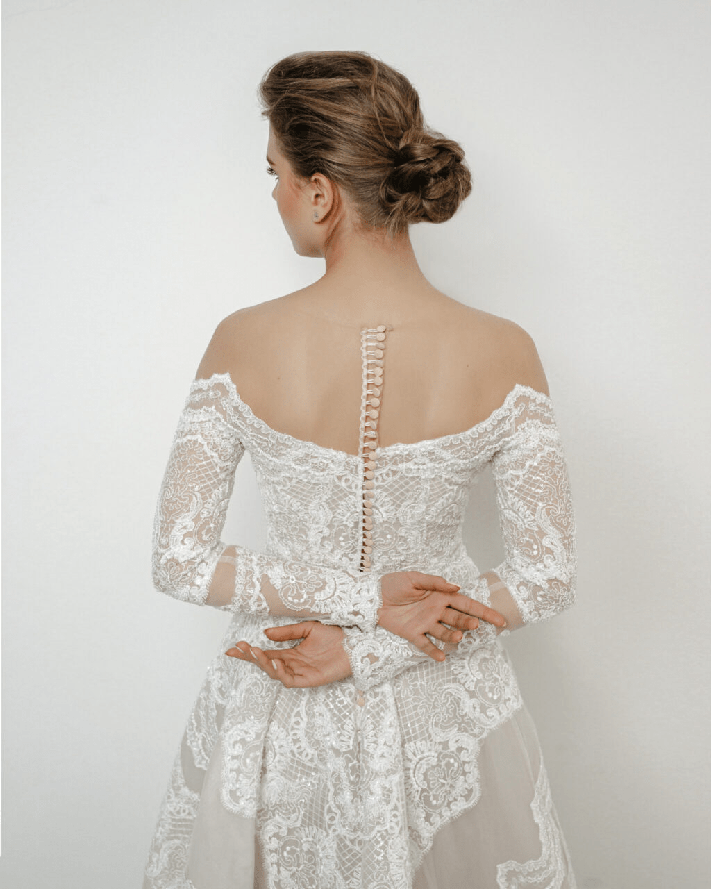 Elegant Aline Ball Gown Wedding Dress and Lace Wedding Gown Long Sleeve - Off Shoulder Wedding Dress Plus Size - ERISS - WonderlandByLilian