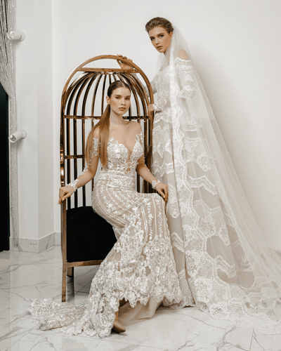 Elegant Aline Ball Gown Wedding Dress and Lace Wedding Gown Long Sleeve - Off Shoulder Wedding Dress Plus Size - ERISS - WonderlandByLilian