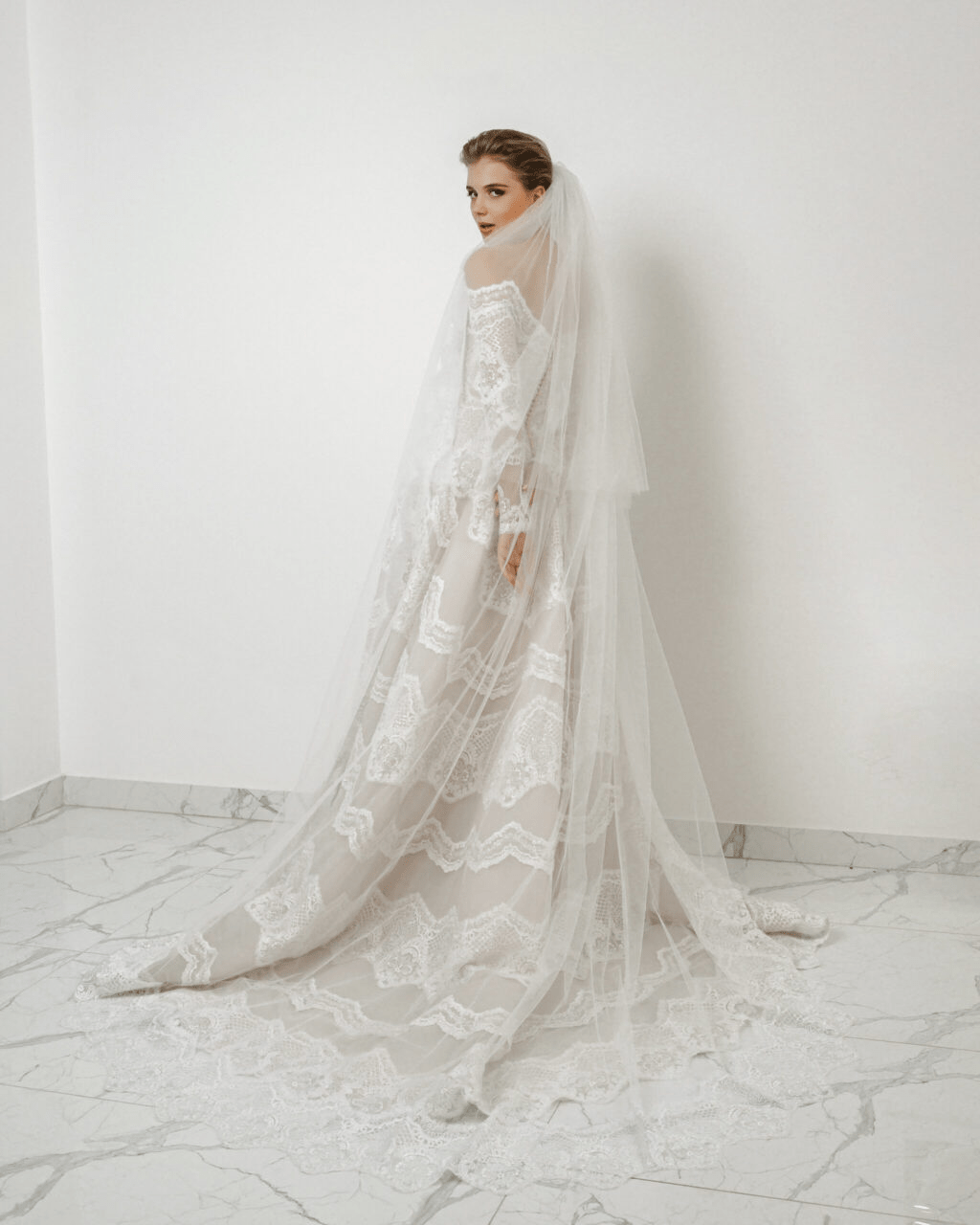 Elegant Aline Ball Gown Wedding Dress and Lace Wedding Gown Long Sleeve - Off Shoulder Wedding Dress Plus Size - ERISS - WonderlandByLilian