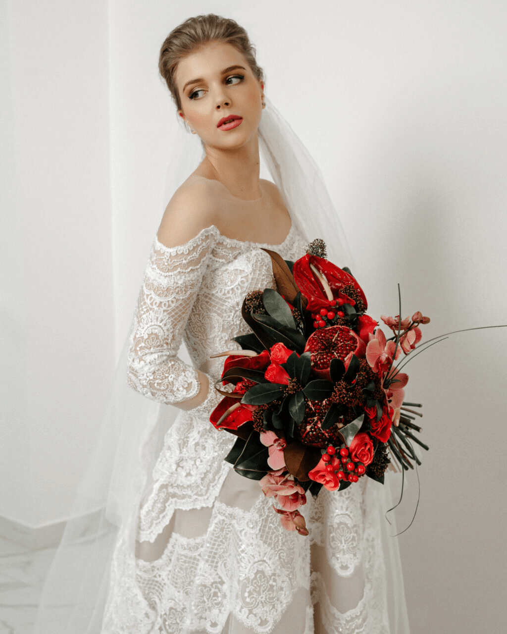 Elegant Aline Ball Gown Wedding Dress and Lace Wedding Gown Long Sleeve - Off Shoulder Wedding Dress Plus Size - ERISS - WonderlandByLilian