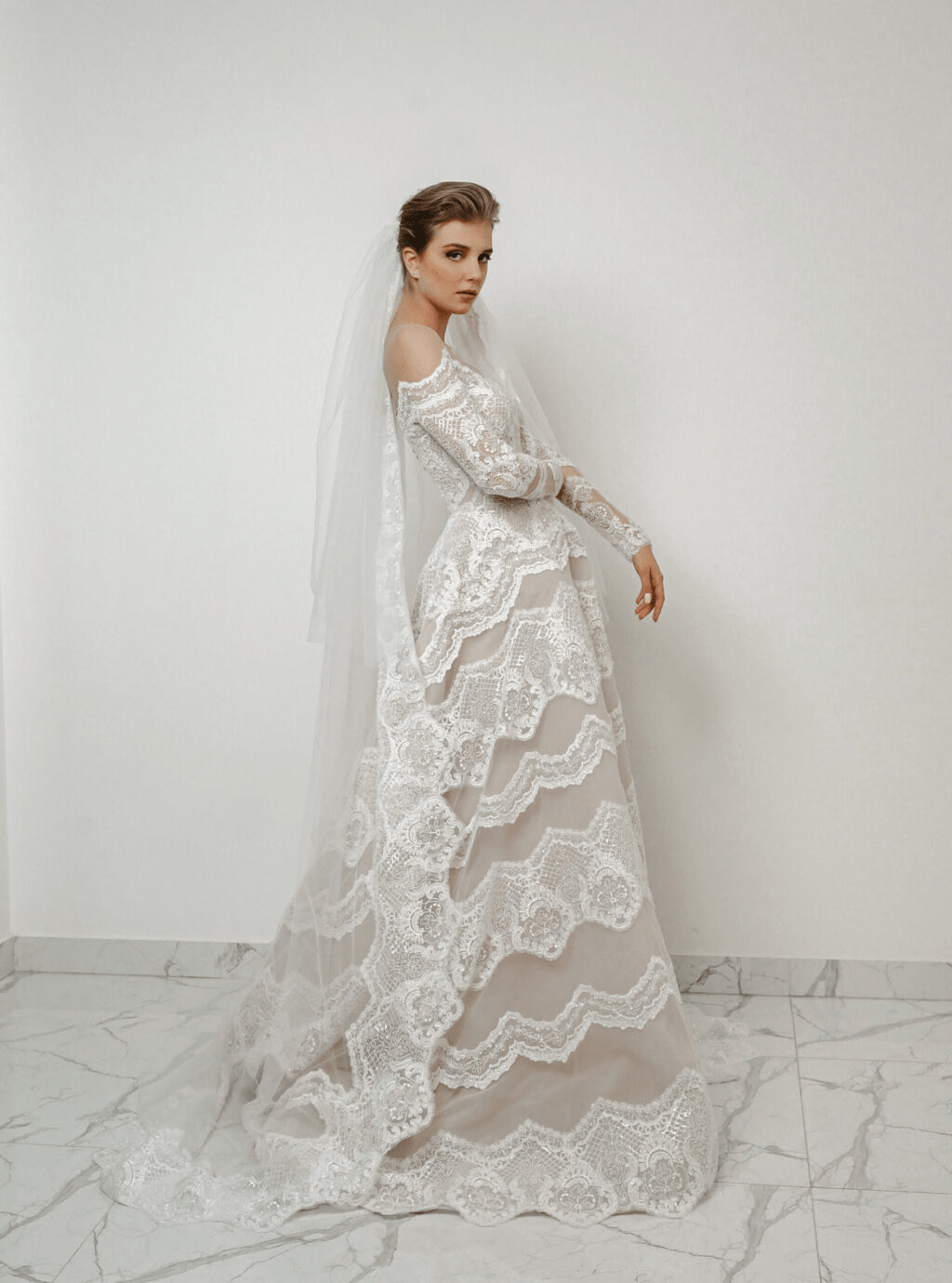 Elegant Aline Ball Gown Wedding Dress and Lace Wedding Gown Long Sleeve - Off Shoulder Wedding Dress Plus Size - ERISS - WonderlandByLilian