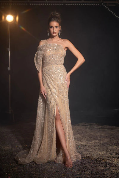 champagne gold sequin dress Mercedes | Champagne Sequin Boat-Neck Mini Dress With Draped Detail And Open Back