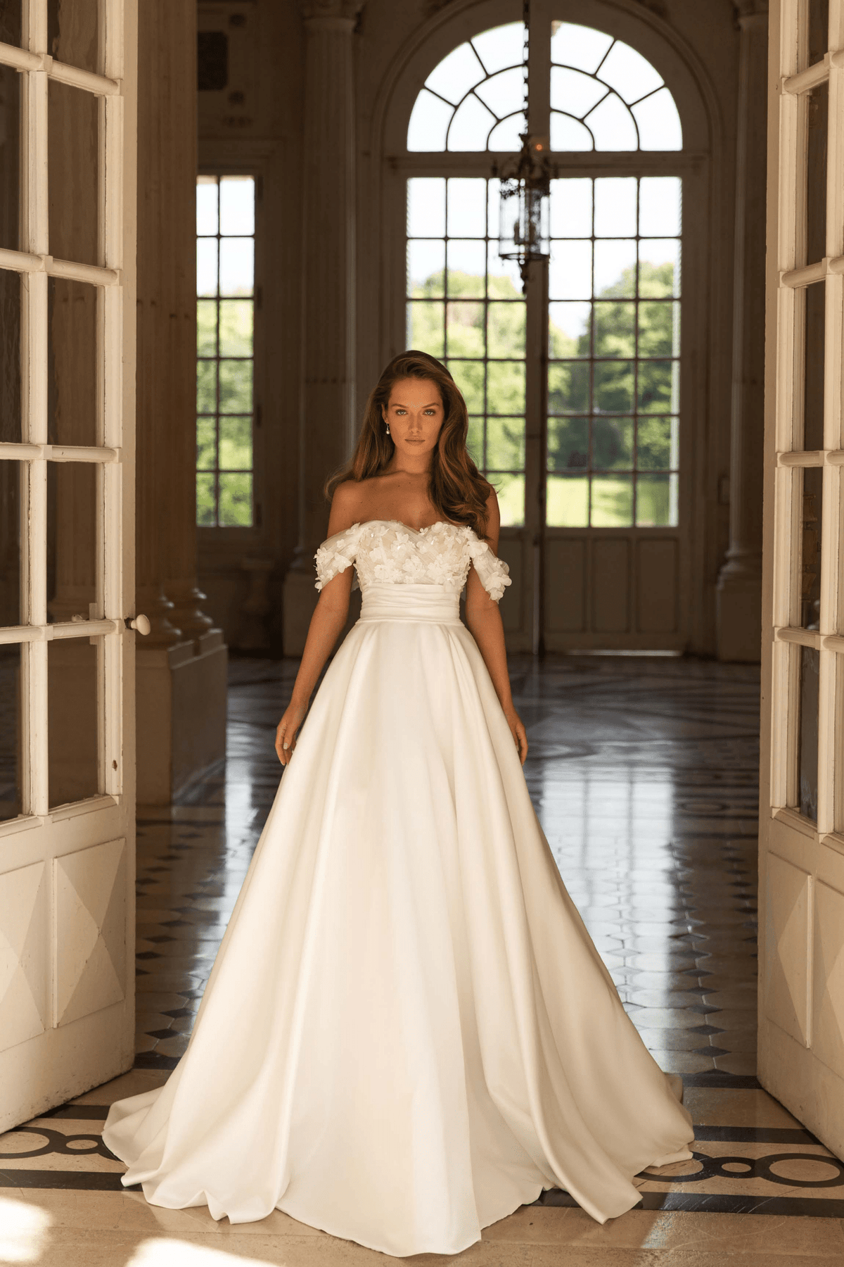 Elegant Ivory A-Line Dress for Wedding - Princess Wedding Dress - Off-Shoulder Floral Wedding Gown Plus Size Size 10 Elegant Ivory A-Line Dress for Wedding - Princess Wedding Dress - Off-Shoulder Floral Wedding Gown Plus Size Size 10