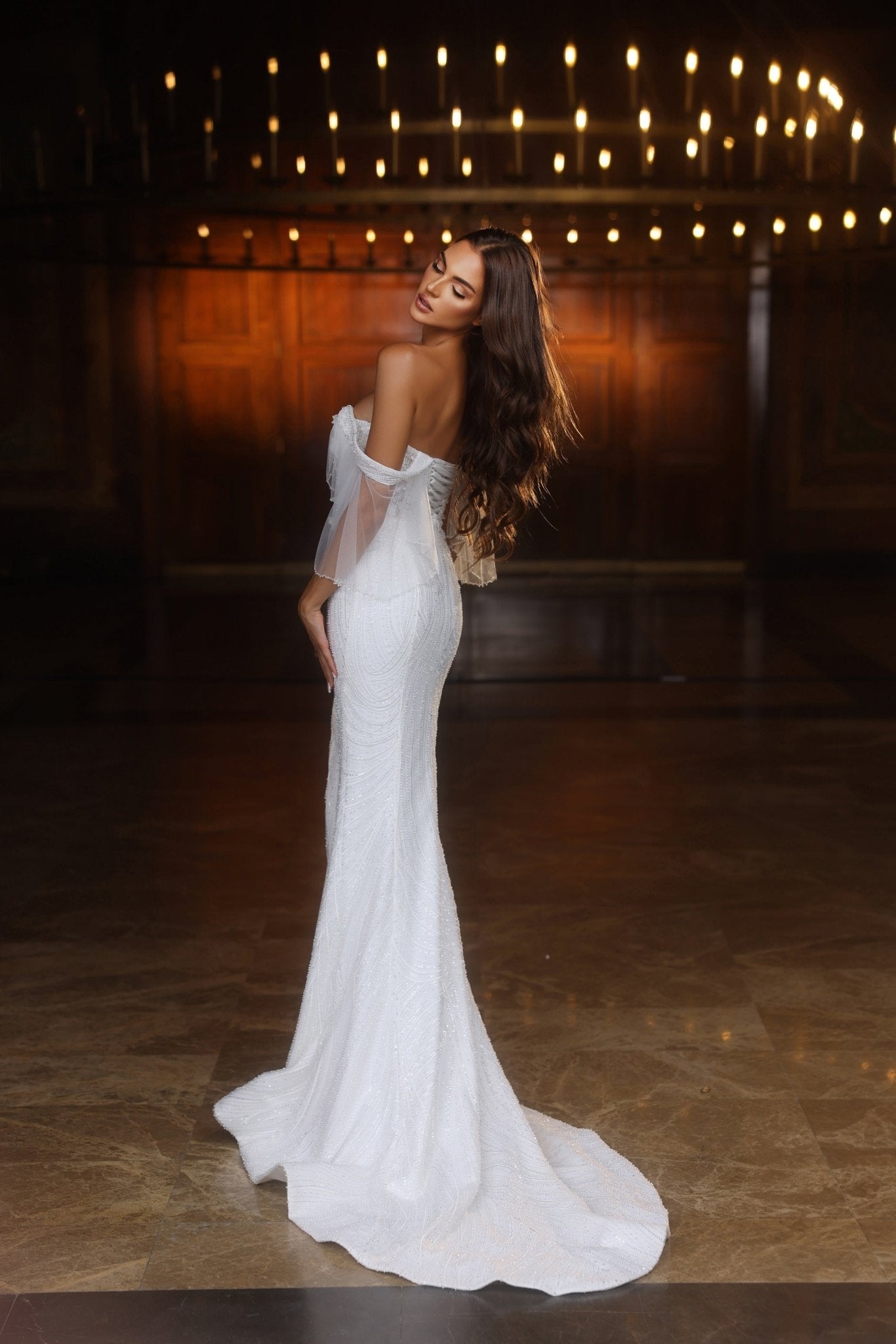 Elegant Mermaid Sequin Wedding Gown with Cap Sleeves Plus Size - WonderlandByLilian