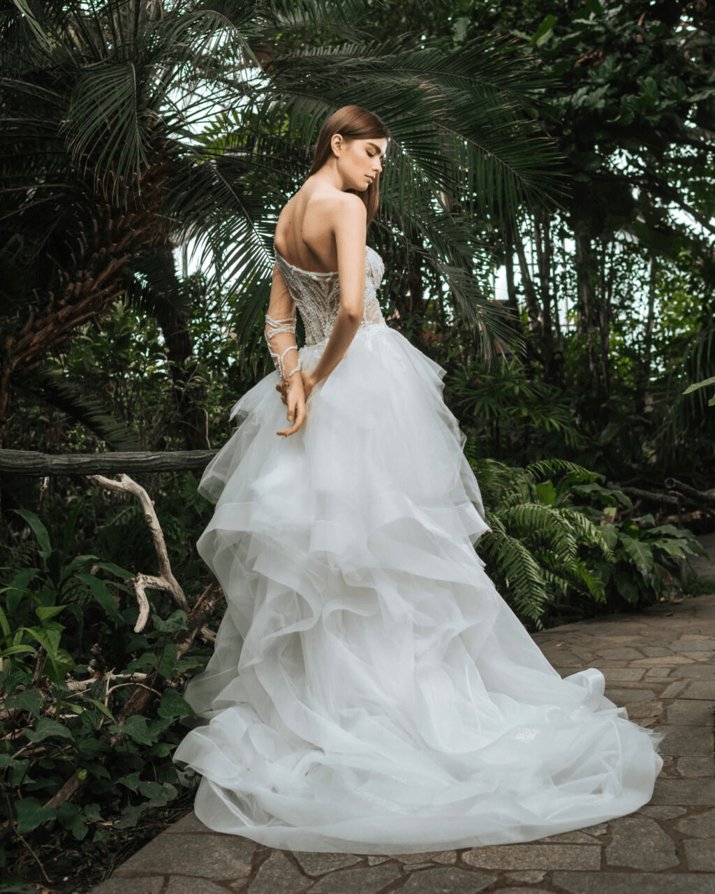 Elegant Off One Shoulder Wedding Dress - Tulle Mermaid Wedding Gown with Convertible Train Plus Size - CARLY - WonderlandByLilian