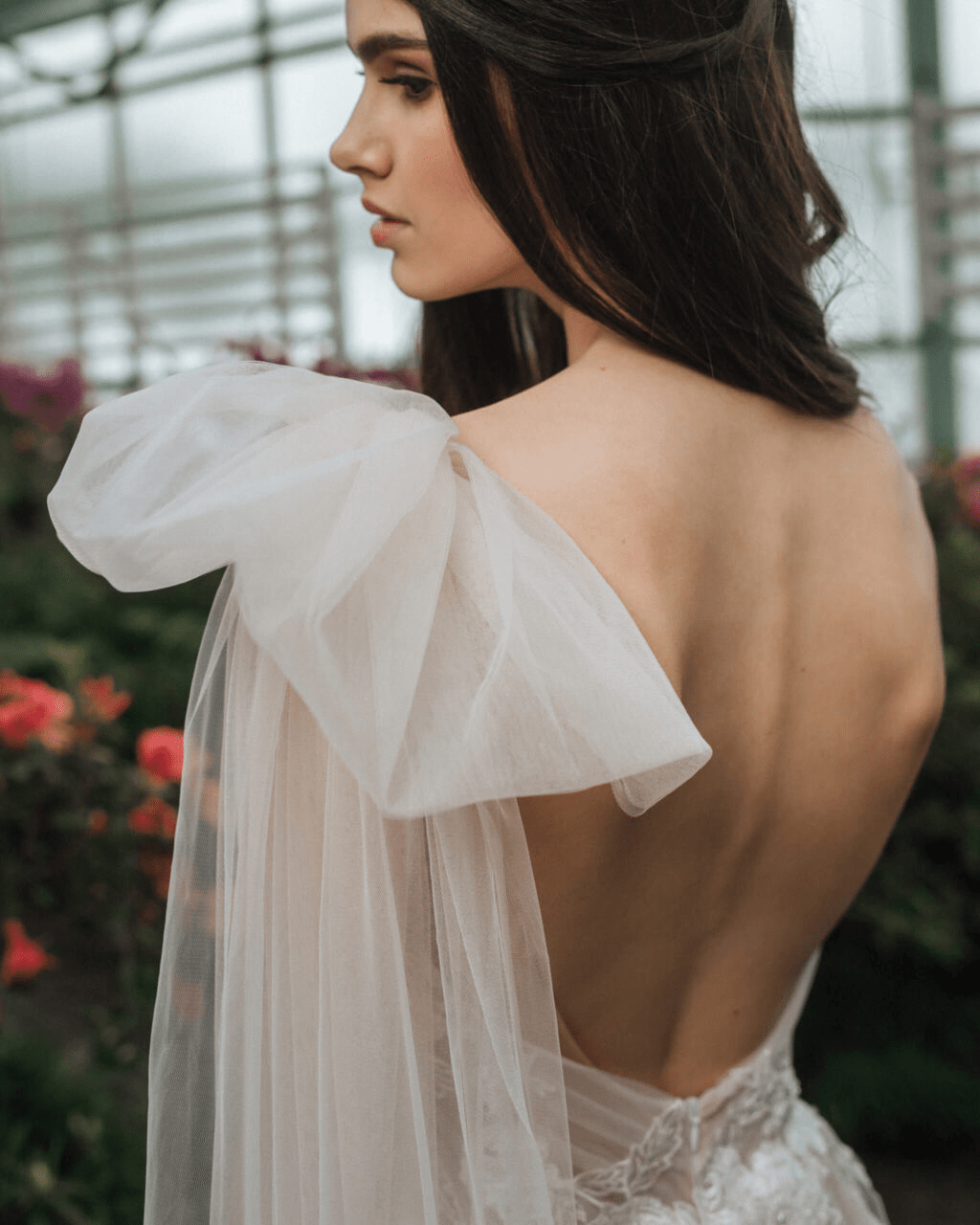 Elegant Off One Shoulder Wedding Dress with Tulle - Floral Applique Wedding Gown - Open Back Wedding Dress Plus Size - KAMILA Size 22W Elegant Off One Shoulder Wedding Dress with Tulle - Floral Applique Wedding Gown - Open Back Wedding Dress Plus Size - KAMILA Size 22W