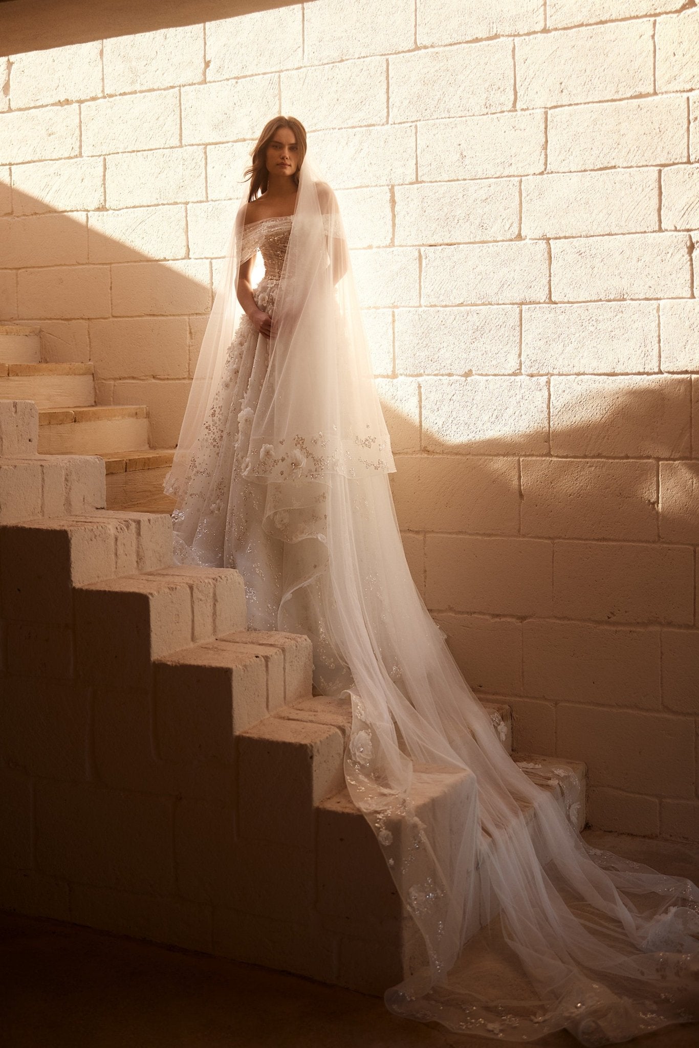 Elegant Off-Shoulder A-Line Bridal Gown with Sequin Floral Appliqués and Tulle Skirt Plus Size - WonderlandByLilian