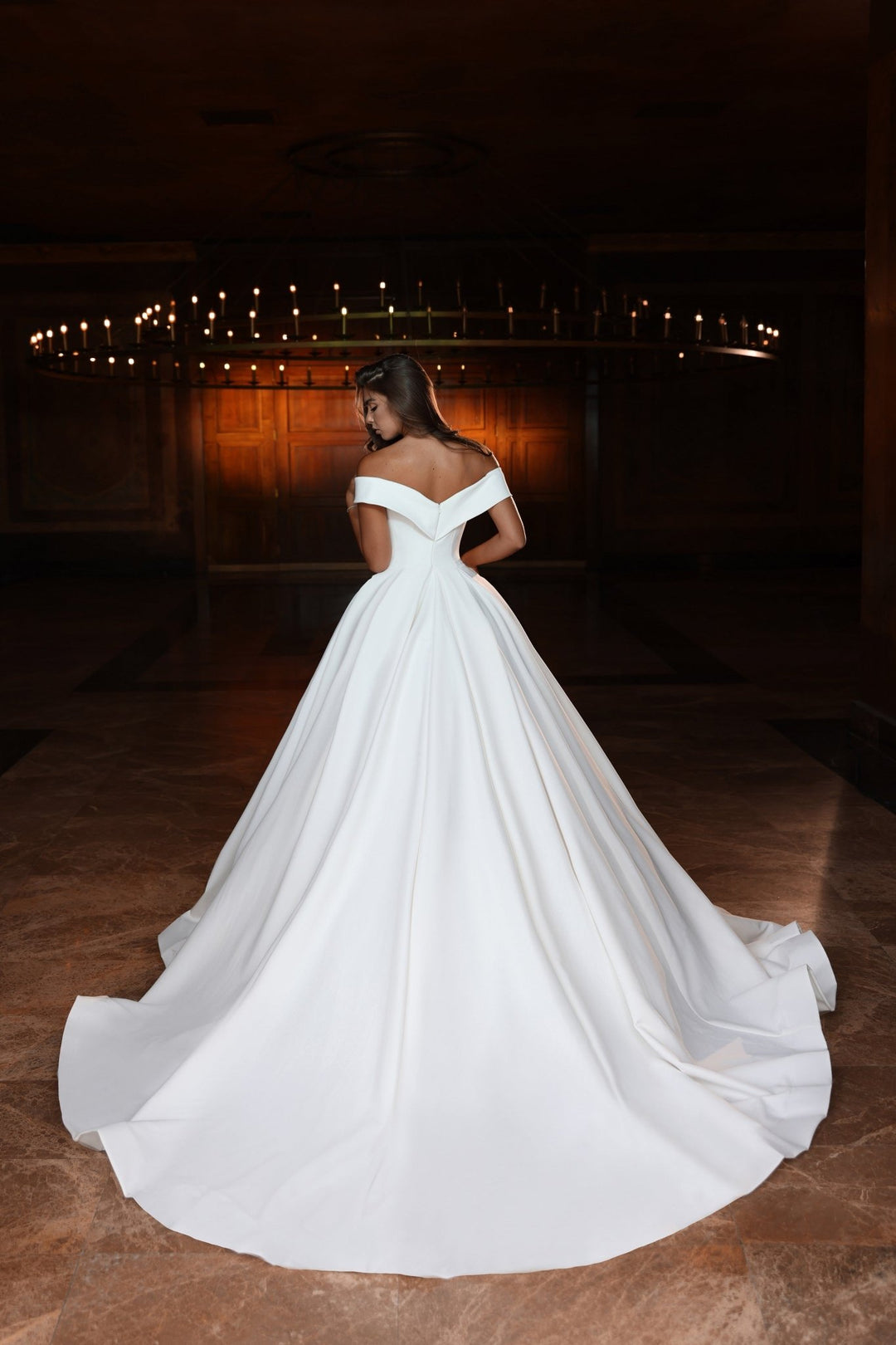 Elegant Off-the-Shoulder Wedding Gown with Voluminous Skirt - Plus Size - WonderlandByLilian