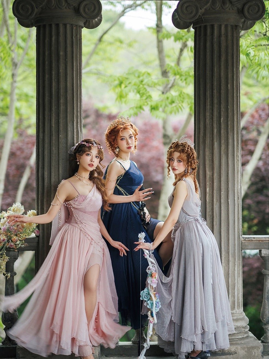 Purple Elf Fantasy Dress - Golden Rome Greek Goddess - Fairy Evening Dress - Plus Size Size 4 / Pink Purple Elf Fantasy Dress - Golden Rome Greek Goddess - Fairy Evening Dress - Plus Size Size 4 / Pink