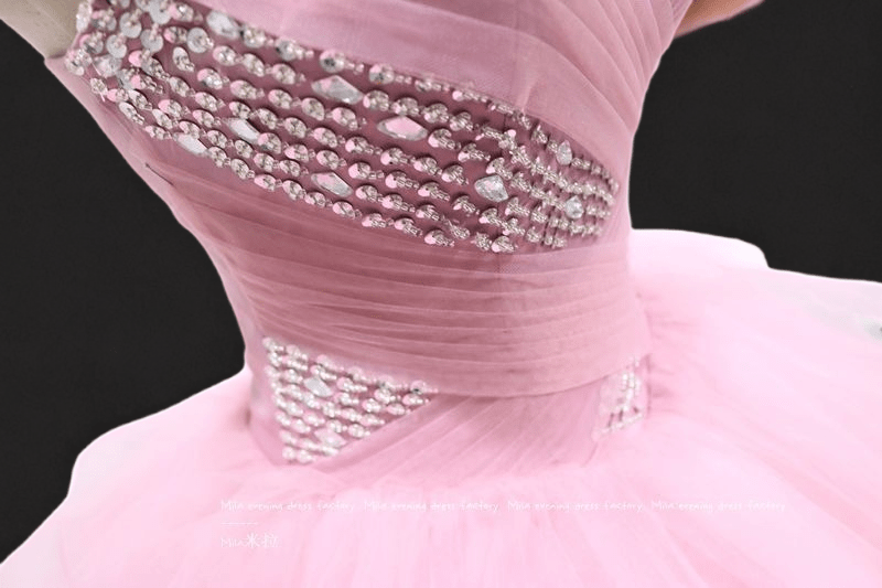 Elegant Pink Layered Tulle Ruffle Dress - Sequin Tulle High-Low Wedding Dress Plus Size Size 4 / Pink Elegant Pink Layered Tulle Ruffle Dress - Sequin Tulle High-Low Wedding Dress Plus Size Size 4 / Pink