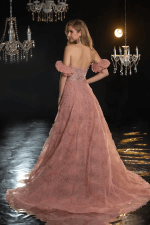 Elegant Pink Sequin Dress and Tiered Evening Gown with Off-Shoulder Ruffled Bodice - Layered Tulle Ruffle Dress Plus Size - WonderlandByLilian