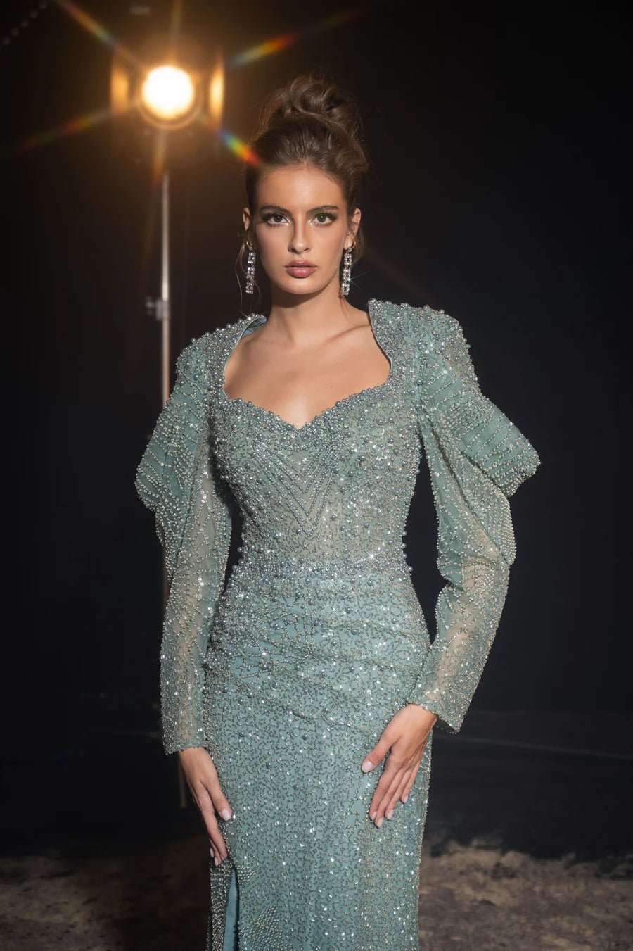 Green Sequence Long Sleeve Dress Unique Iridescent Green Sequin Long Sleeve Mermaid Prom Dress Green Sequence Long Sleeve Dress Unique Iridescent Green Sequin Long Sleeve Mermaid Prom Dress