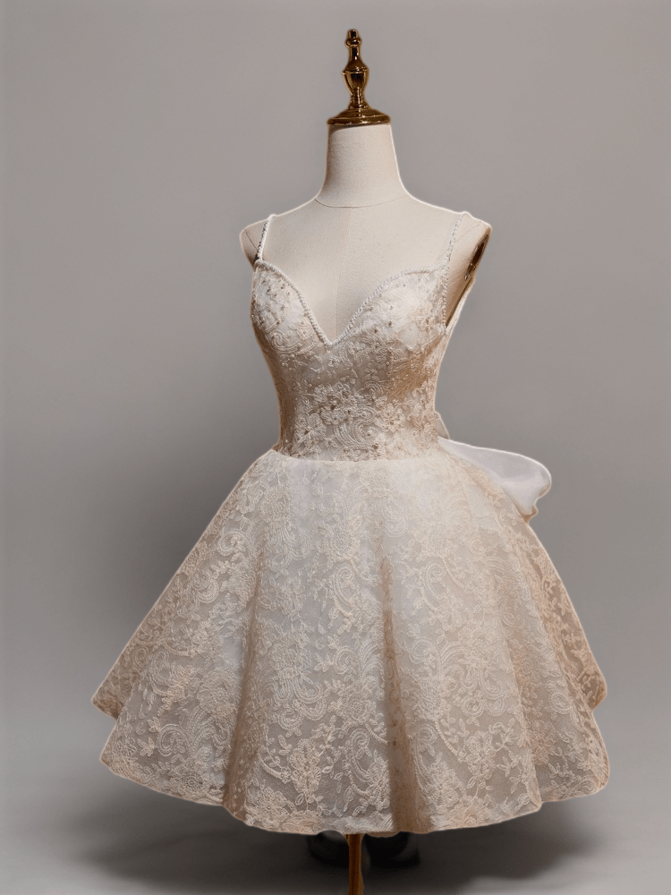 Elegant Short Wedding Party Dress with Lace