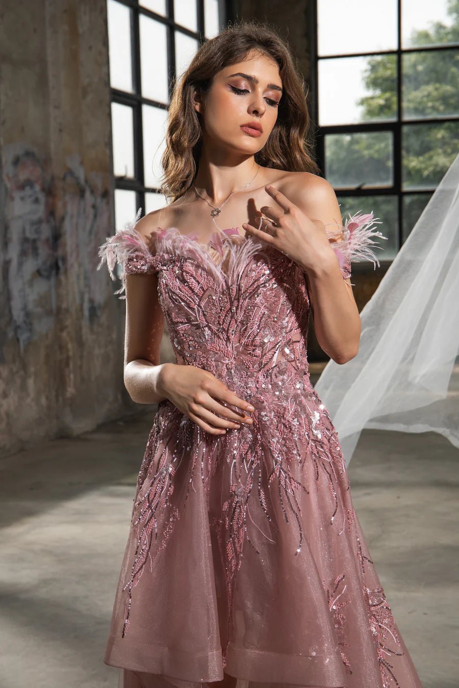 Elegant Silver Sequin High-Low Evening Gown - Designer Sequin Dress and Pretty Sequin Dress Plus Size - WonderlandByLilian