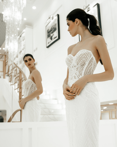 Elegant Tulle Mermaid Wedding Dress - Off Shoulder Wedding Dress with Convertible Cape Plus Size - DEMETER - WonderlandByLilian