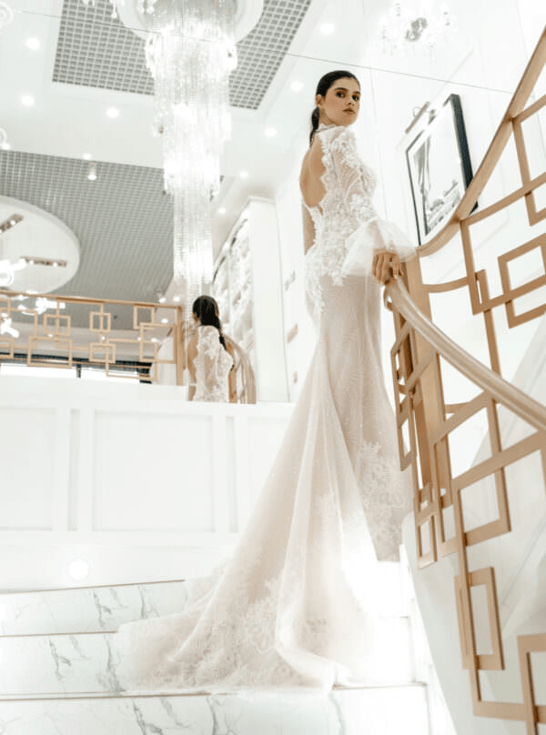 Elegant Tulle Mermaid Wedding Gown with Lace and Embellishments - Modern Long Sleeve Weddind Dress Plus Size - ALICE - WonderlandByLilian