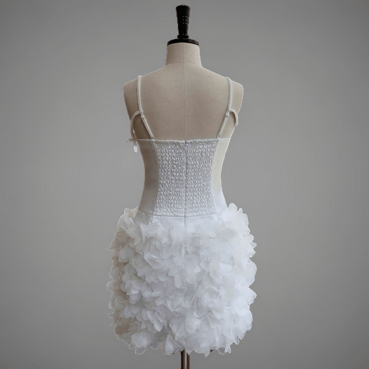 Elegant White Strapless Short Wedding Party Dress - Tulle and Satin Corset Tiered Dress Plus Size - WonderlandByLilian