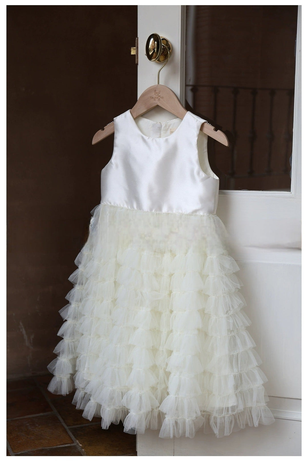 Elegant White Tulle Tiered Flower Girl Dress with Satin Bodice – Plus Size - WonderlandByLilian