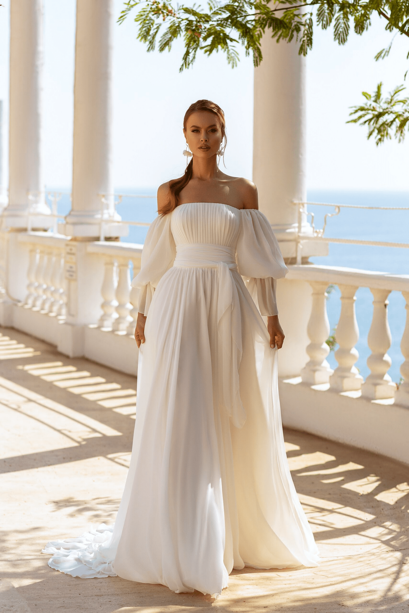 Elegant Off Shoulder Wedding Dress - Square Neck wedding dress - Maxi Dress with Sleeves for Wedding Plus Size, - WonderlandByLilian
