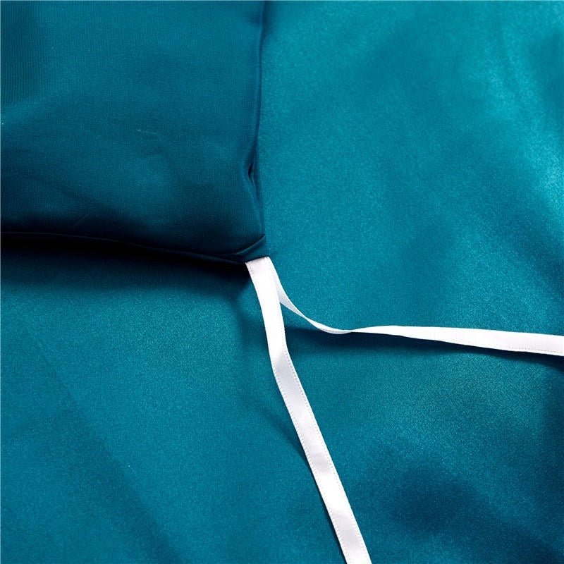 Eloise Aqua Marine Luxury Pure Mulberry Silk Bedding Set - WonderlandByLilian