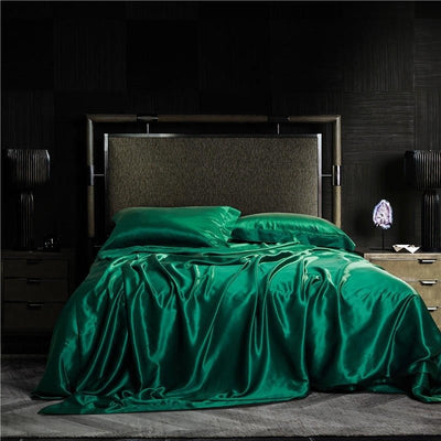 Eloise Emerald Green Luxury Pure Mulberry Silk Bedding Set - WonderlandByLilian