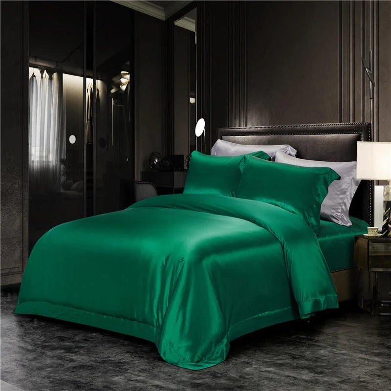 Eloise Emerald Green Luxury Pure Mulberry Silk Bedding Set - WonderlandByLilian