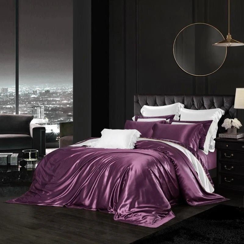 Eloise Japanese Violet Luxury Pure Mulberry Silk Bedding Set - WonderlandByLilian