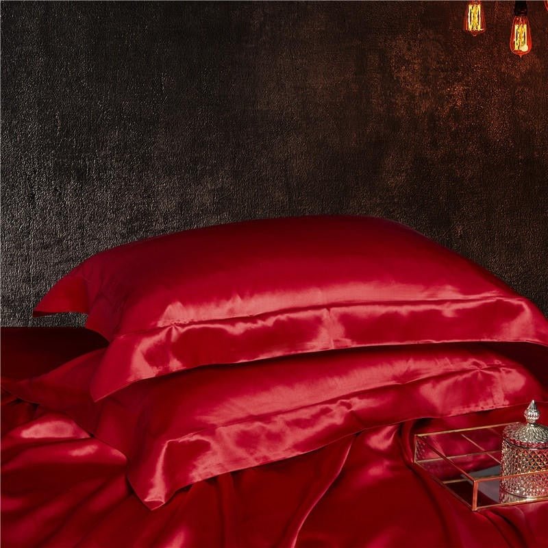 Eloise Ruby Red Luxury Pure Mulberry Silk Bedding Set - WonderlandByLilian