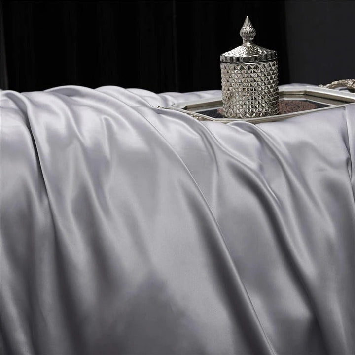 Eloise Sonic Silver Luxury Pure Mulberry Silk Bedding Set - WonderlandByLilian