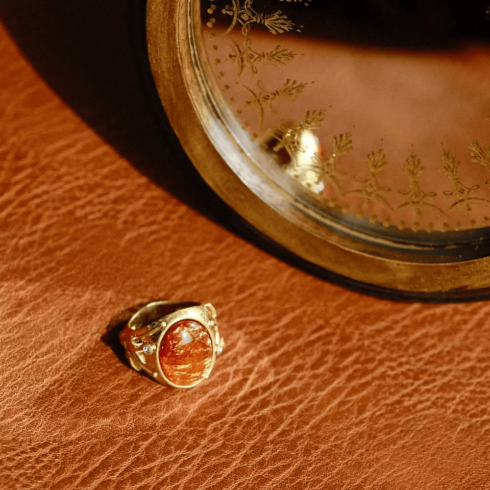 Ember Relic – Handmade Vintage Orange Resin Statement Ring – Hogworth - WonderlandByLilian