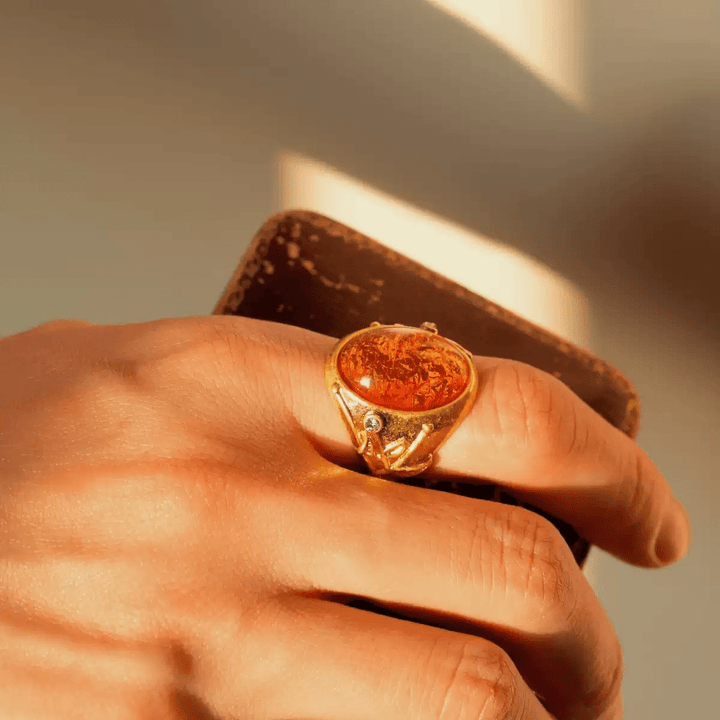 Ember Relic – Handmade Vintage Orange Resin Statement Ring – Hogworth - WonderlandByLilian