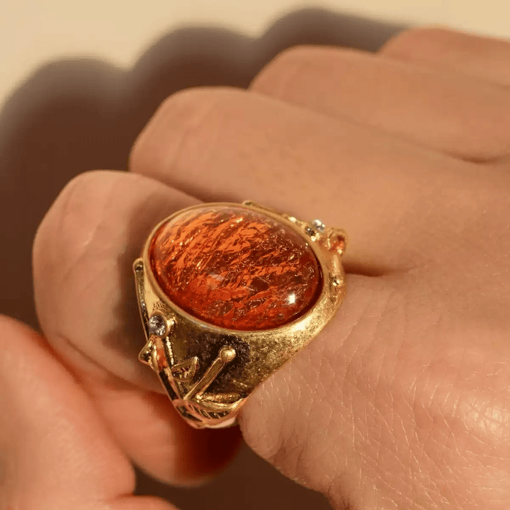 Ember Relic – Handmade Vintage Orange Resin Statement Ring – Hogworth - WonderlandByLilian