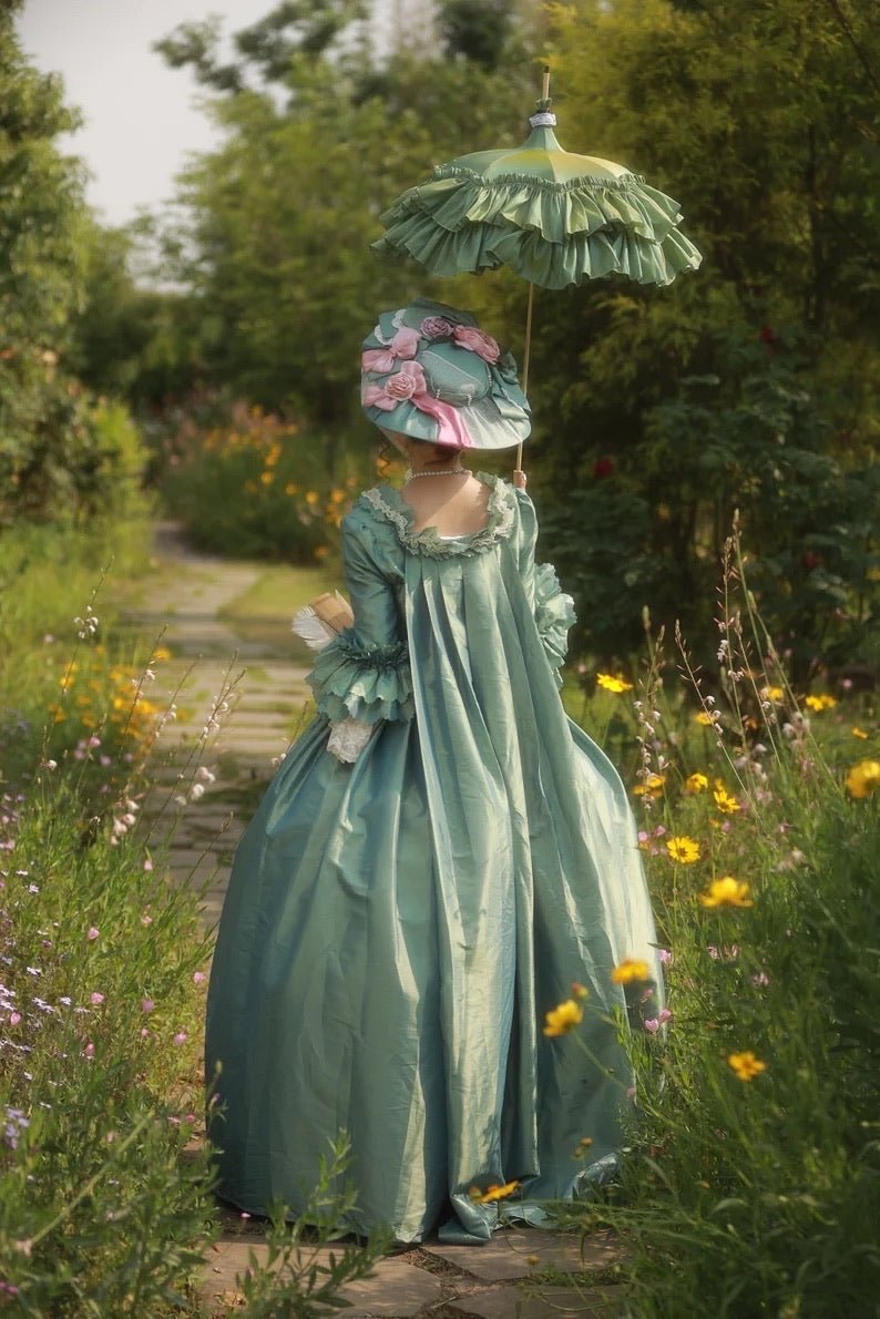 Emerald Green and Pink Rococo Dress Enchanted Forest Floral Ball Gown with Marie Antoinette Elegance and Baroque Wedding Dress Plus Size Size 12 / Emerald Green and Pink Rococo Dress Enchanted Forest Floral Ball Gown with Marie Antoinette Elegance and Baroque Wedding Dress Plus Size Size 12 /