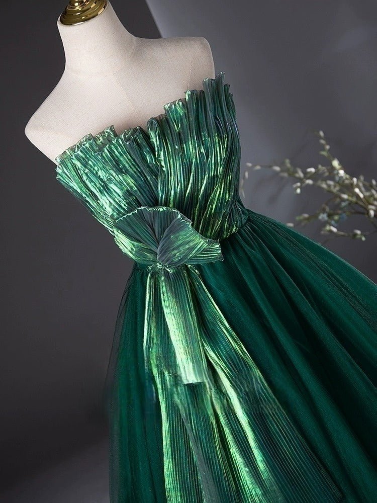 Gothic Emerald Green Ball Gown with Luminous Pleated Accents - Green Evening Dress Plus Size Size 22w / Teal Green Gothic Emerald Green Ball Gown with Luminous Pleated Accents - Green Evening Dress Plus Size Size 22w / Teal Green