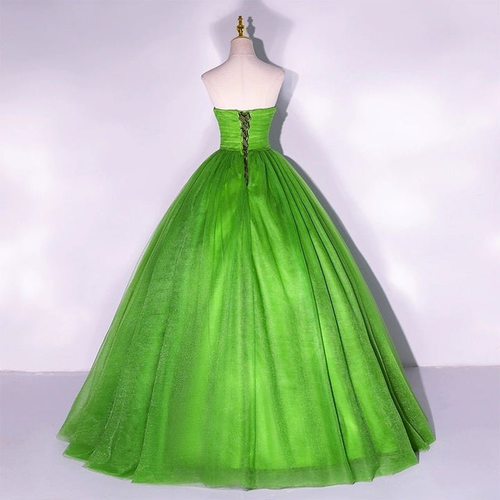 Emerald Green Evening Dress with Bow - Green Tulle Evening Gown with Corset Plus Size - WonderlandByLilian