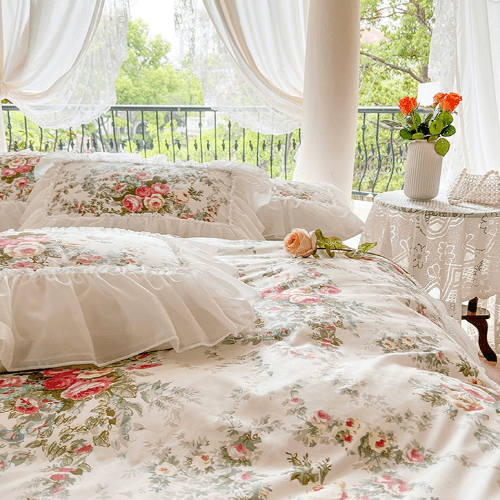 Enchanted Rose Garden Frill Bedding Set - WonderlandByLilian