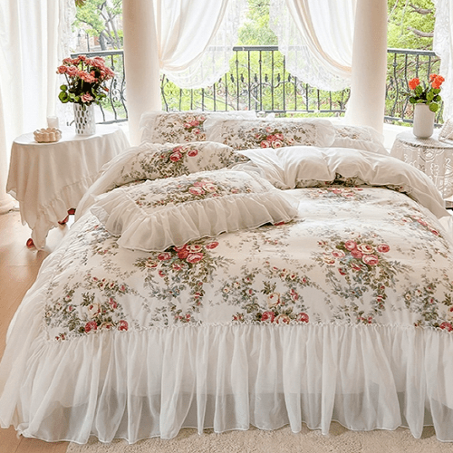 Enchanted Rose Garden Frill Bedding Set - WonderlandByLilian