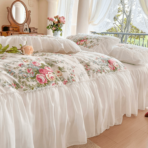 Enchanted Rose Garden Frill Bedding Set - WonderlandByLilian