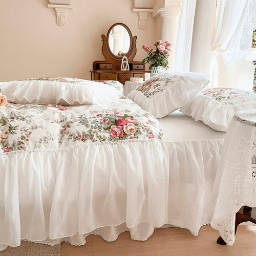 Enchanted Rose Garden Frill Bedding Set - WonderlandByLilian